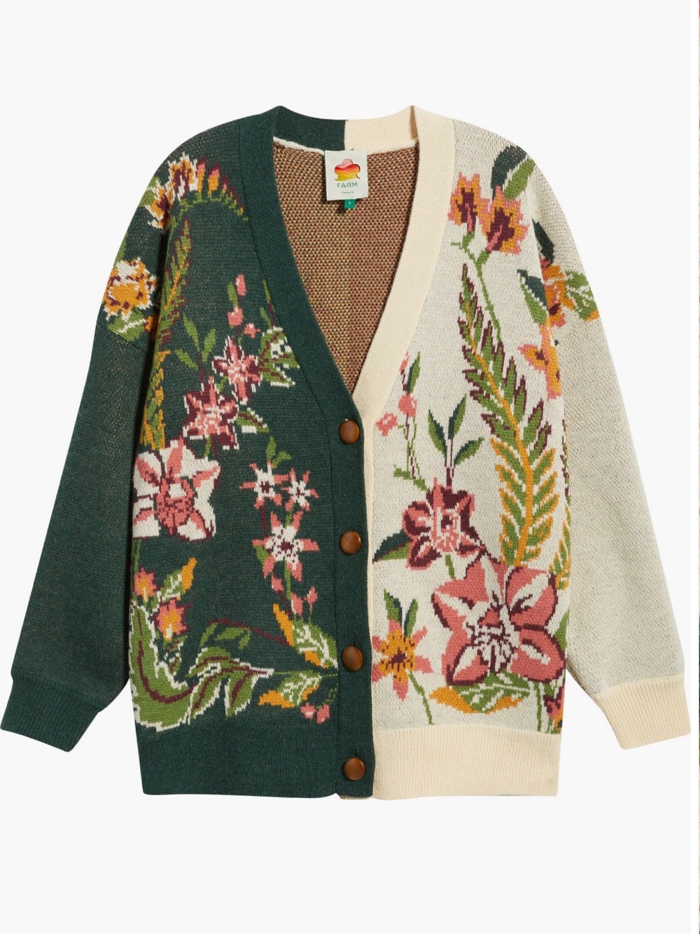 FARM Rio Nature V-Neck Cardigan in Sand Size Small NWT Oversized - Picture 4 of 10